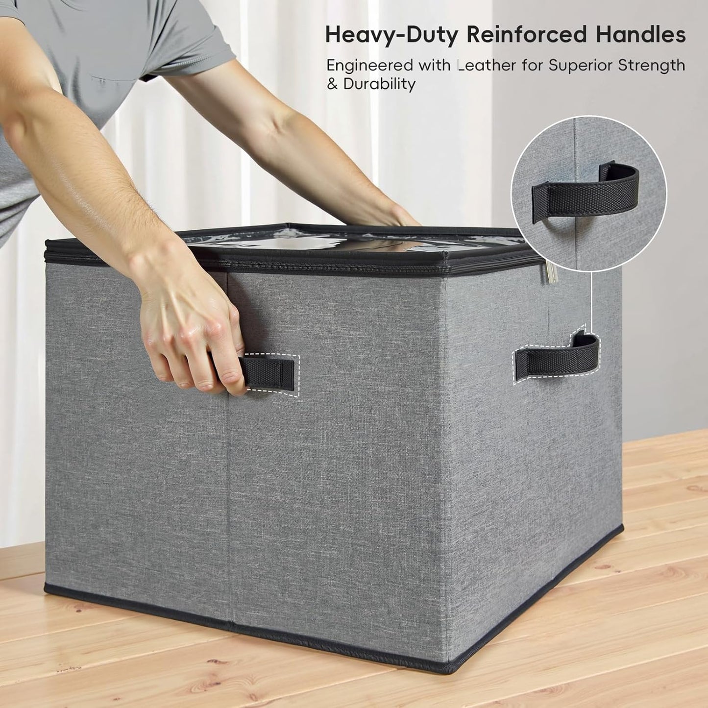 Shoe Organizer for Closet, 3 Pack Shoe Storage Bins with Clear Cover, Adjustable Dividers Fits
