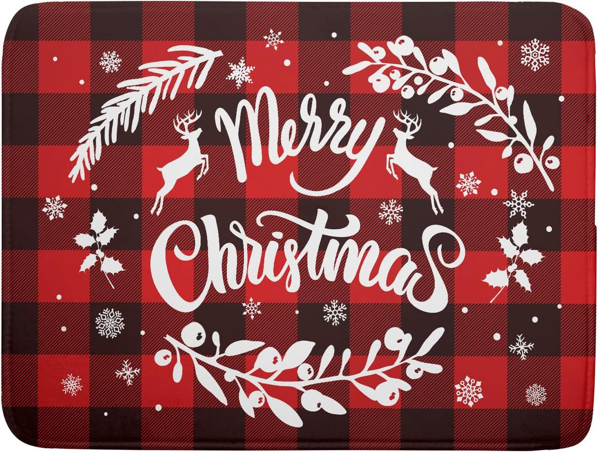 Merry Christmas Dish Drying Mat 18x24 Inch for Christmas Kitchen Counter Decor Absorbent Reversible