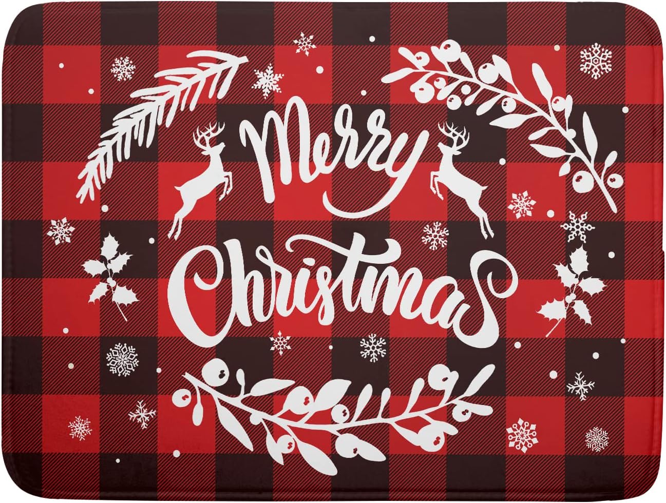 Merry Christmas Dish Drying Mat 18x24 Inch for Christmas Kitchen Counter Decor Absorbent Reversible