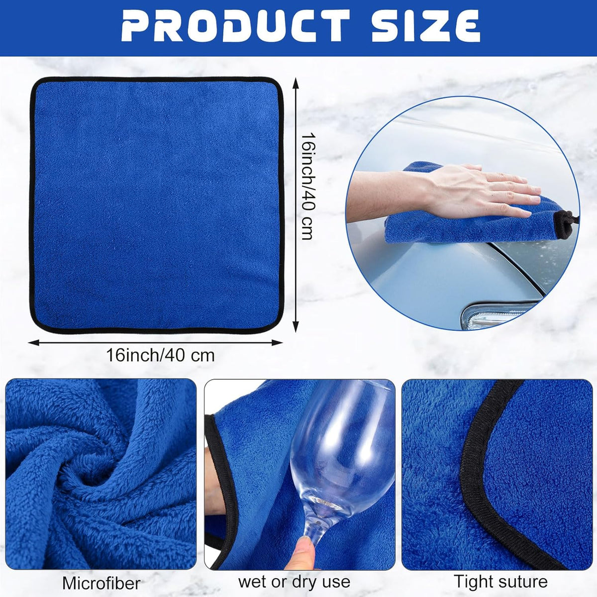 Tallew 60 Pcs Microfiber Towels 16 Inch x 16 Inch Microfiber Cloth Car Drying Towels for Cars