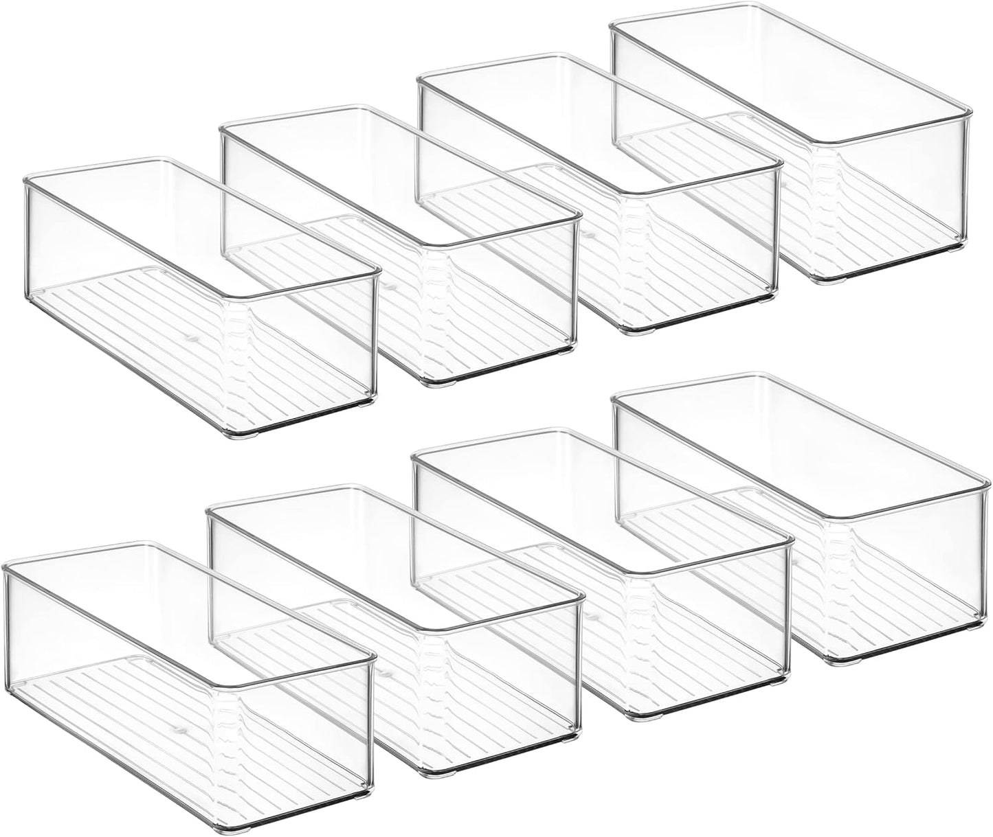 Hudgan 8 Pack Clear Plastic Drawer Organizers Set, Stackable Deep Drawer Organizer for Makeup