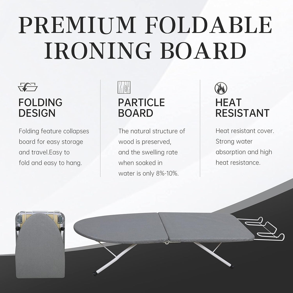 Tabletop Ironing Board,Portable Iron Board with Iron Rest, Foldable Small Ironing Board with Heat