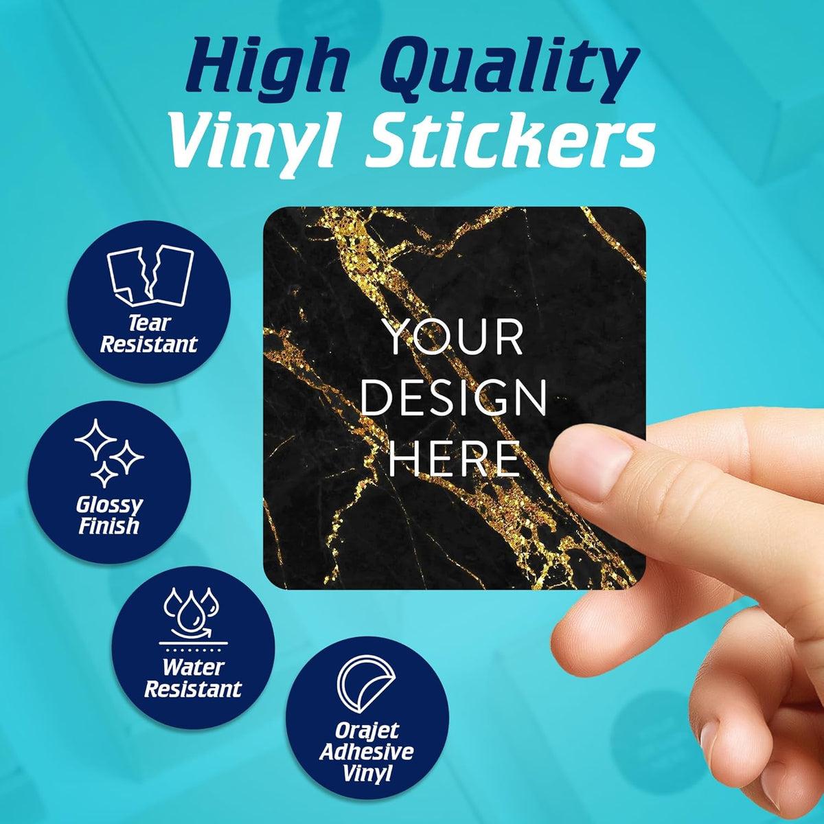 100 Custom Vinyl Stickers - Upload Your own Image, Text, Design, Logo - Personalized Logo Labels