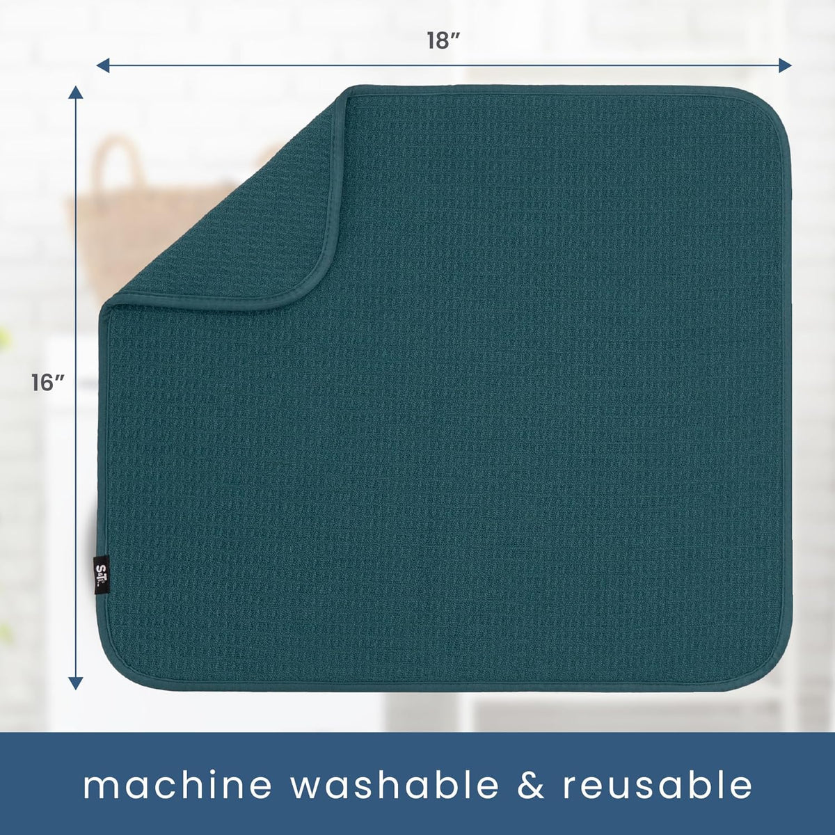 S&T INC. Dish Drying Mat, 16” x 18”, Absorbent Microfiber Kitchen Counter Mat, Dish Drying Pad for