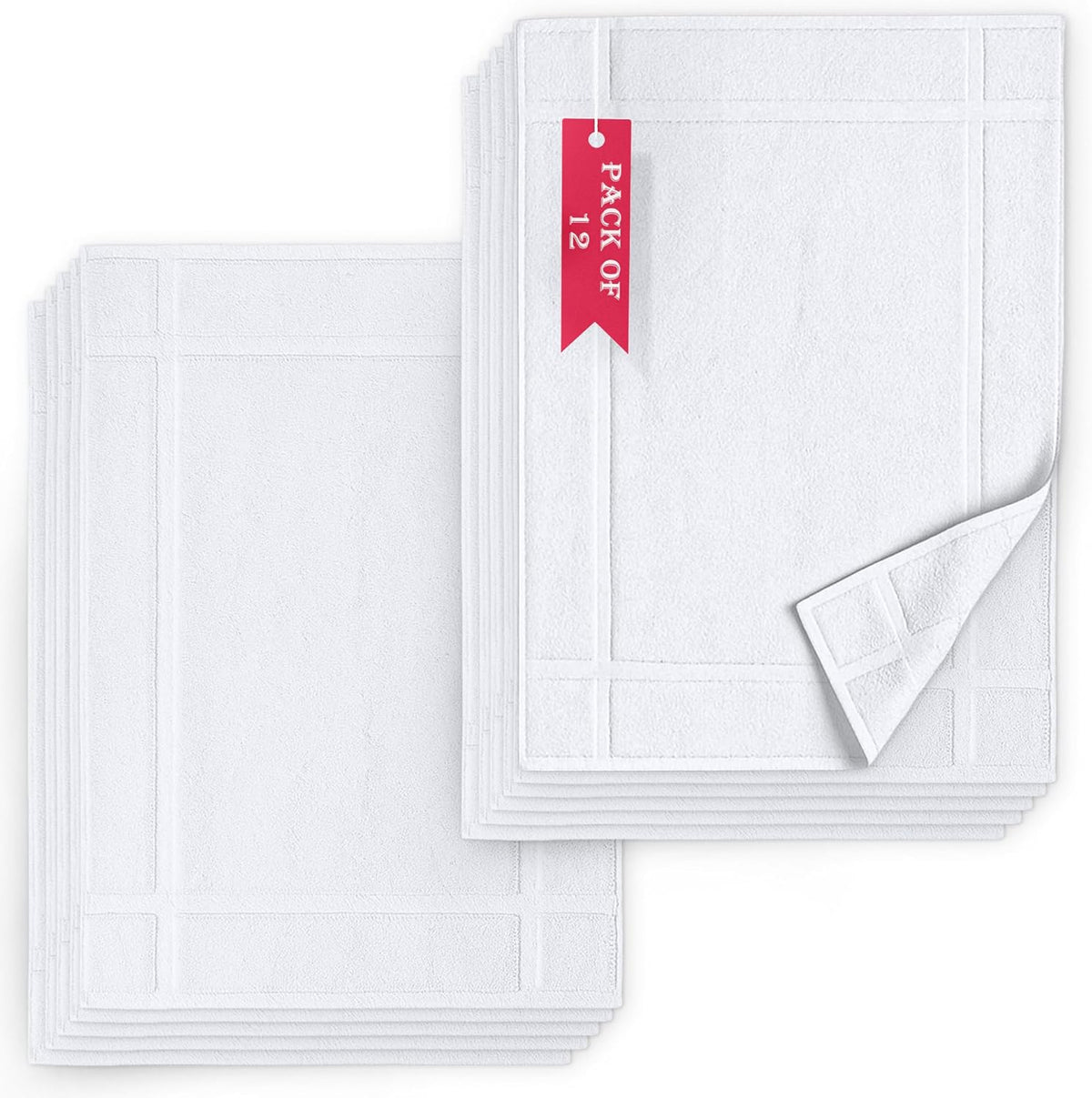 Pearl Linens Pack of 12 100% Cotton Bath Mat 20x30 inches, Soft & Absorbent Quick Dry Bathroom Mat