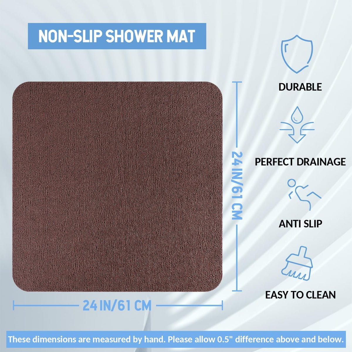 Non-Slip Bathtub Mat, Anti Slip Shower Mat, Fast Drying Bathtub Mats, Foot Scrubber Mat, Anti Slip