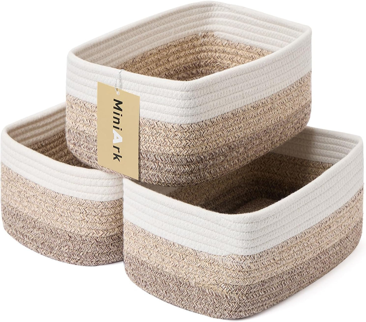 Small Storage Baskets for Organizing | Closet Organizer Bins | Shelf Toy Basket | Woven Rope