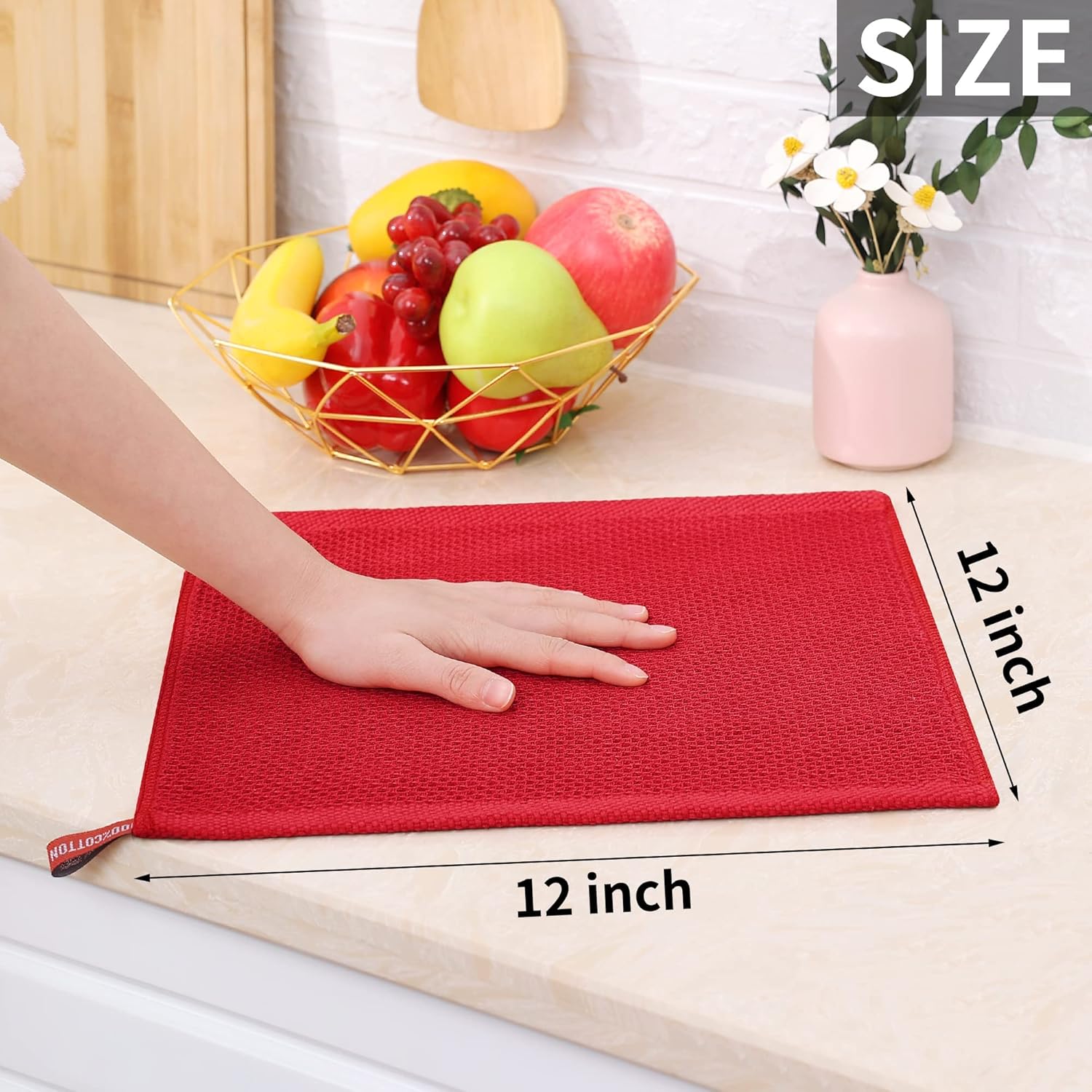 Homaxy 100% Cotton Waffle Weave Kitchen Dish Cloths, Ultra Soft Absorbent Quick Drying Dish Towels