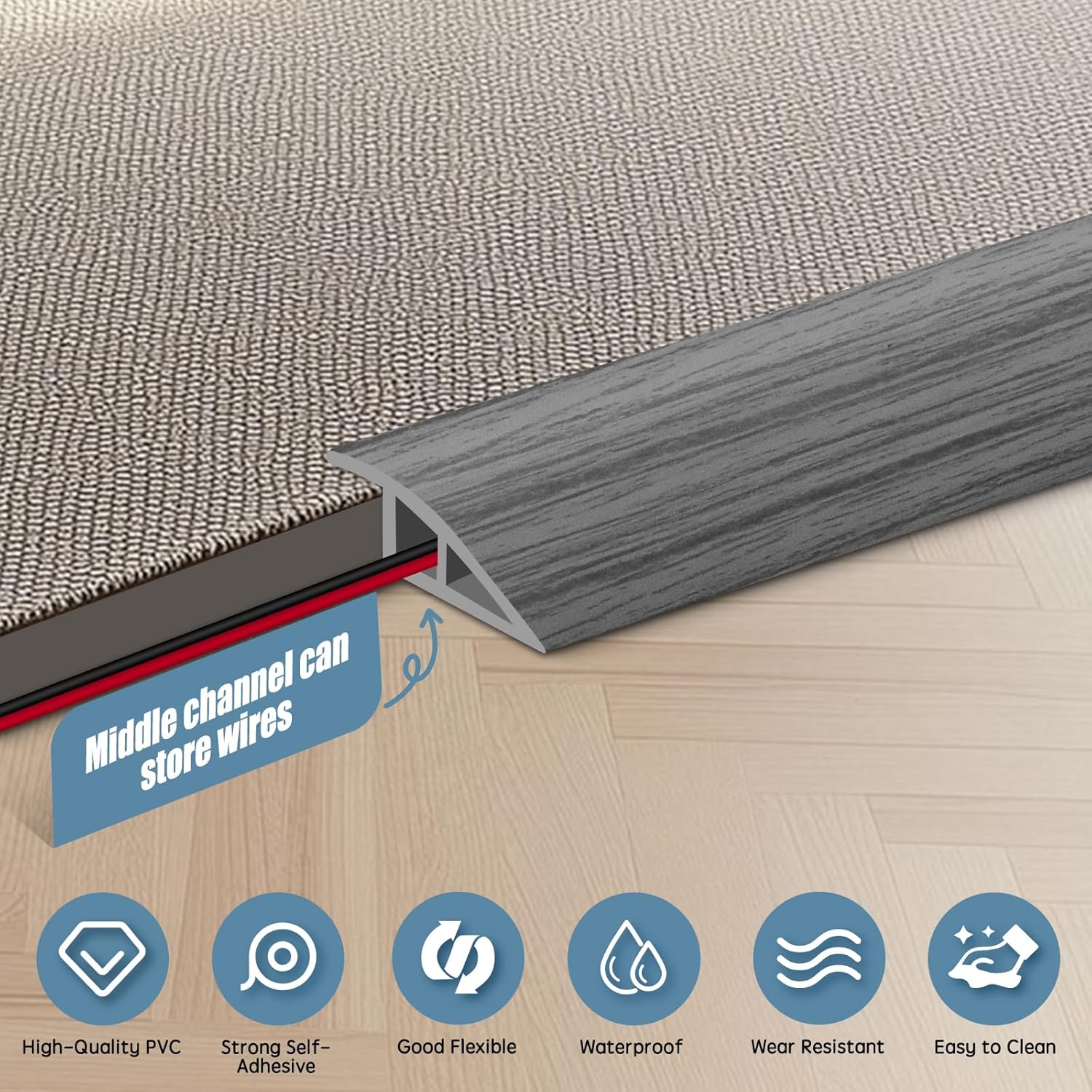 Floor Transition Strip Door Threshold 79" Floor Transition Reducer Trim on The Edges Threshold