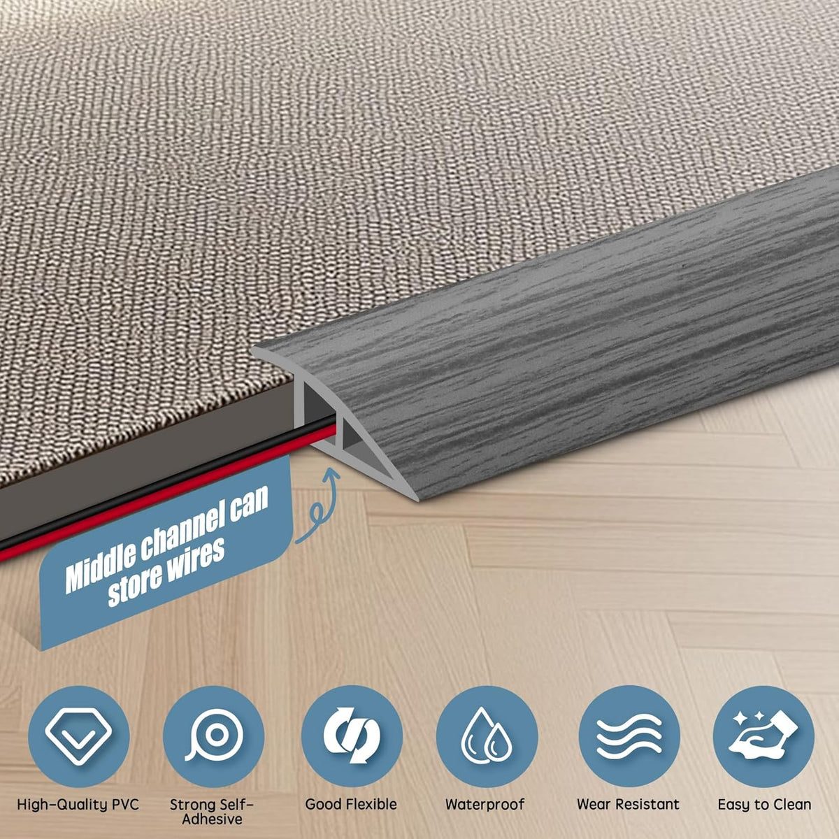 Floor Transition Strip Door Threshold 39" Floor Transition Reducer Trim on The Edges Threshold
