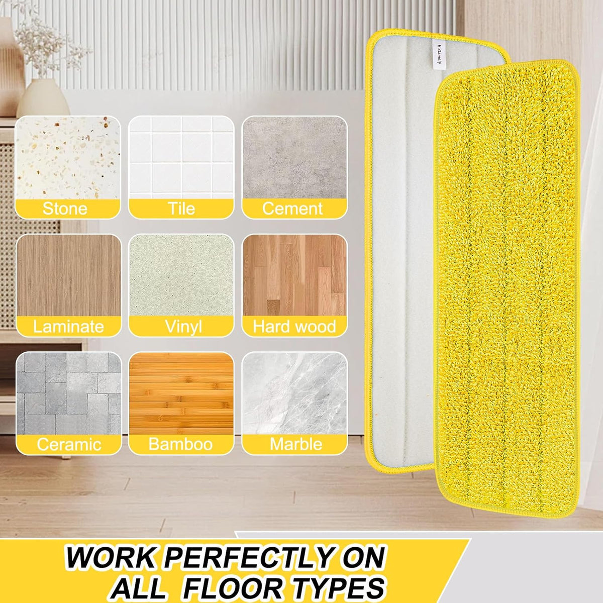 16.5 inch Reusable Mop Pads Microfiber Spray Mop Replacement Heads for Wet/Dry Mops Compatible with