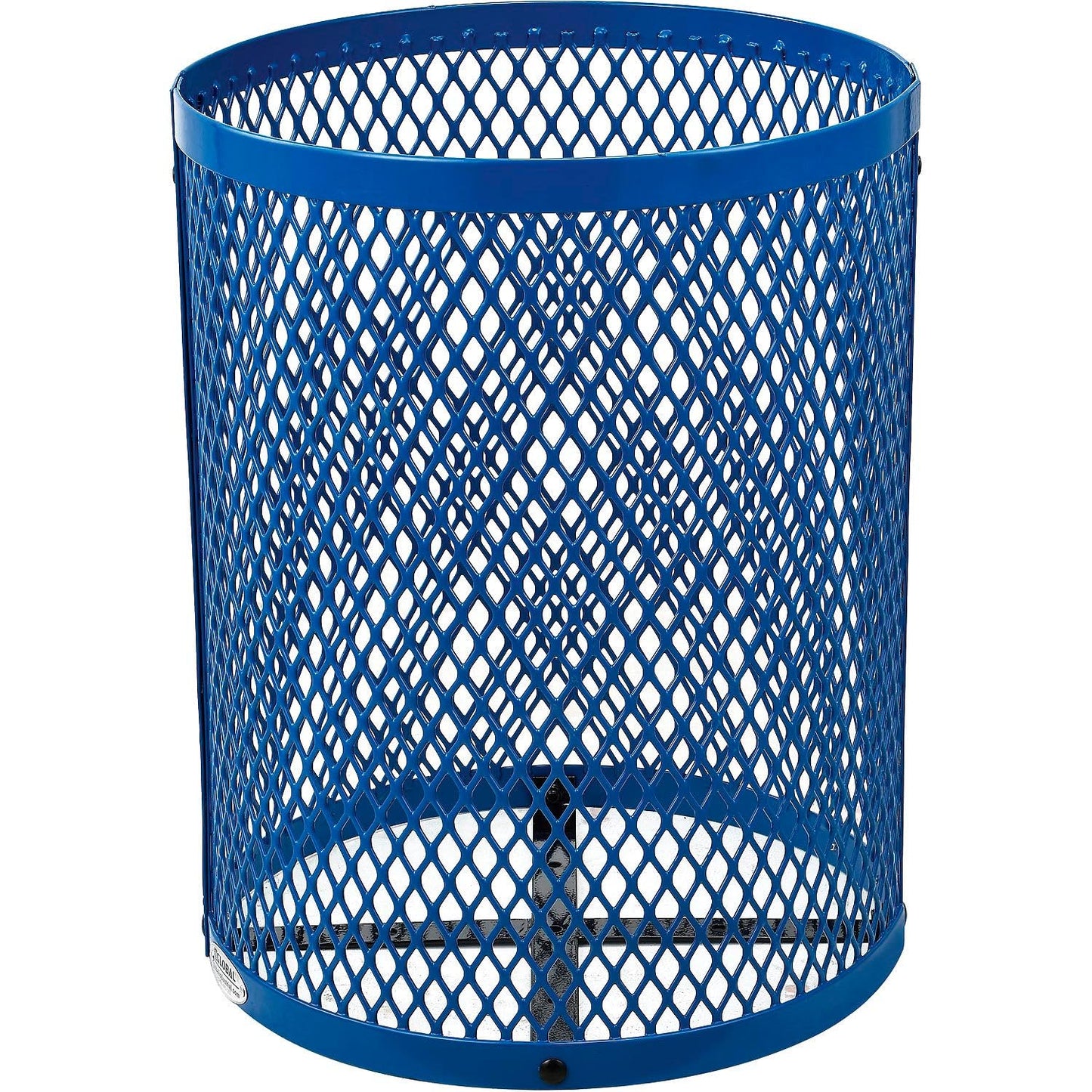 Global Industrial 36 Gallon Outdoor Steel Trash Can with Dome Lid, Plastic Liner and Anchor Kit
