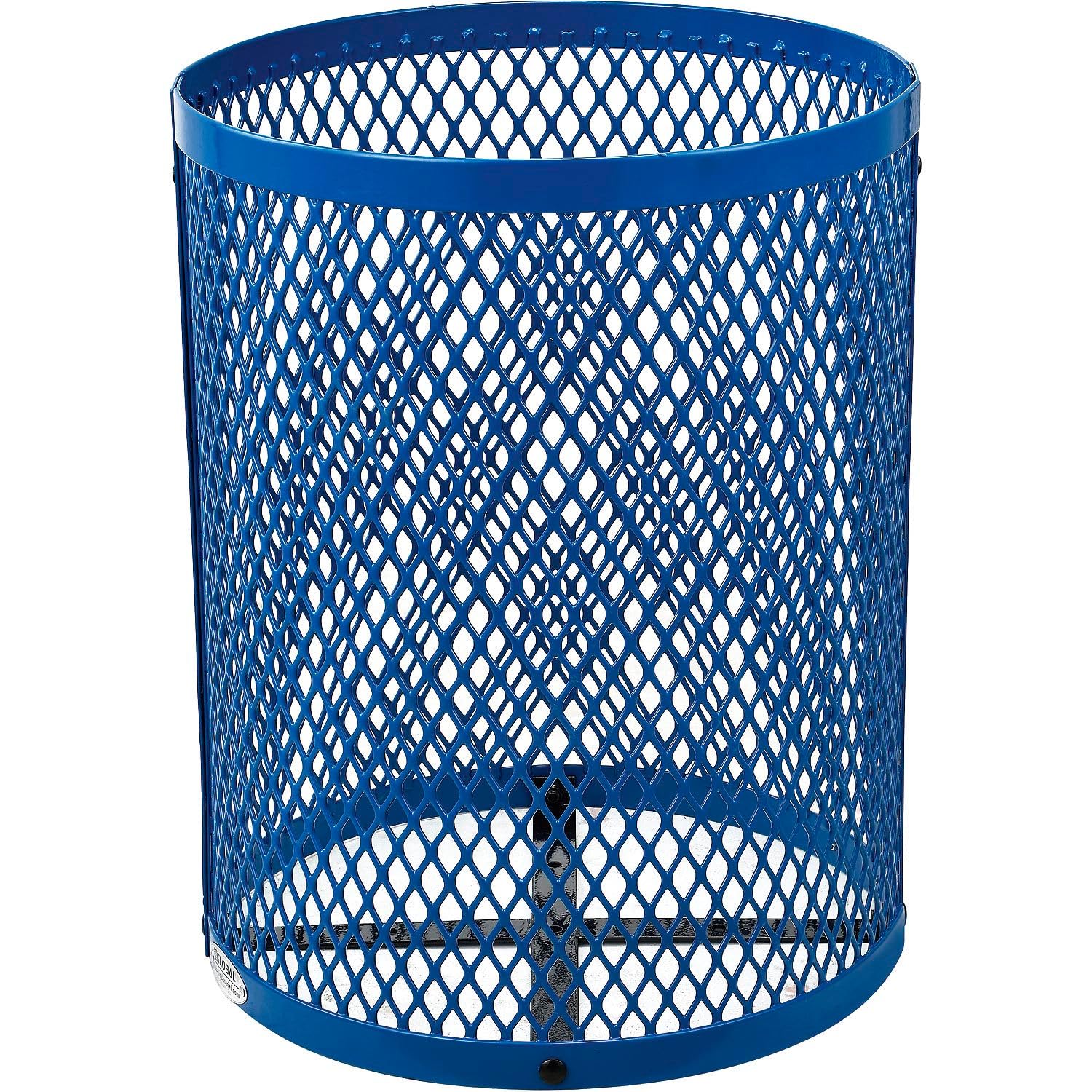 Global Industrial 36 Gallon Outdoor Steel Trash Can with Dome Lid, Plastic Liner and Anchor Kit