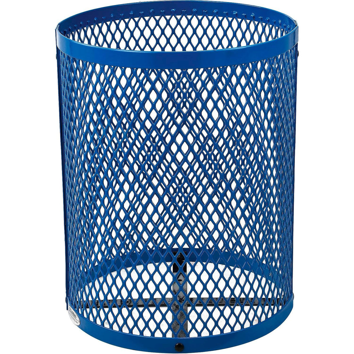 Global Industrial Outdoor Diamond Steel Trash Can with Rain Bonnet Lid and Plastic Liner, 36 Gallon