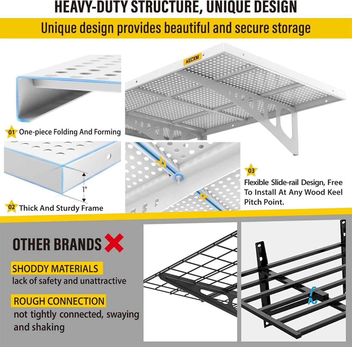 4-pack 2x3ft Adjustable Garage Wall Shelving 1120lbs Load Capacity Heavy Duty Wall Mounted Storage