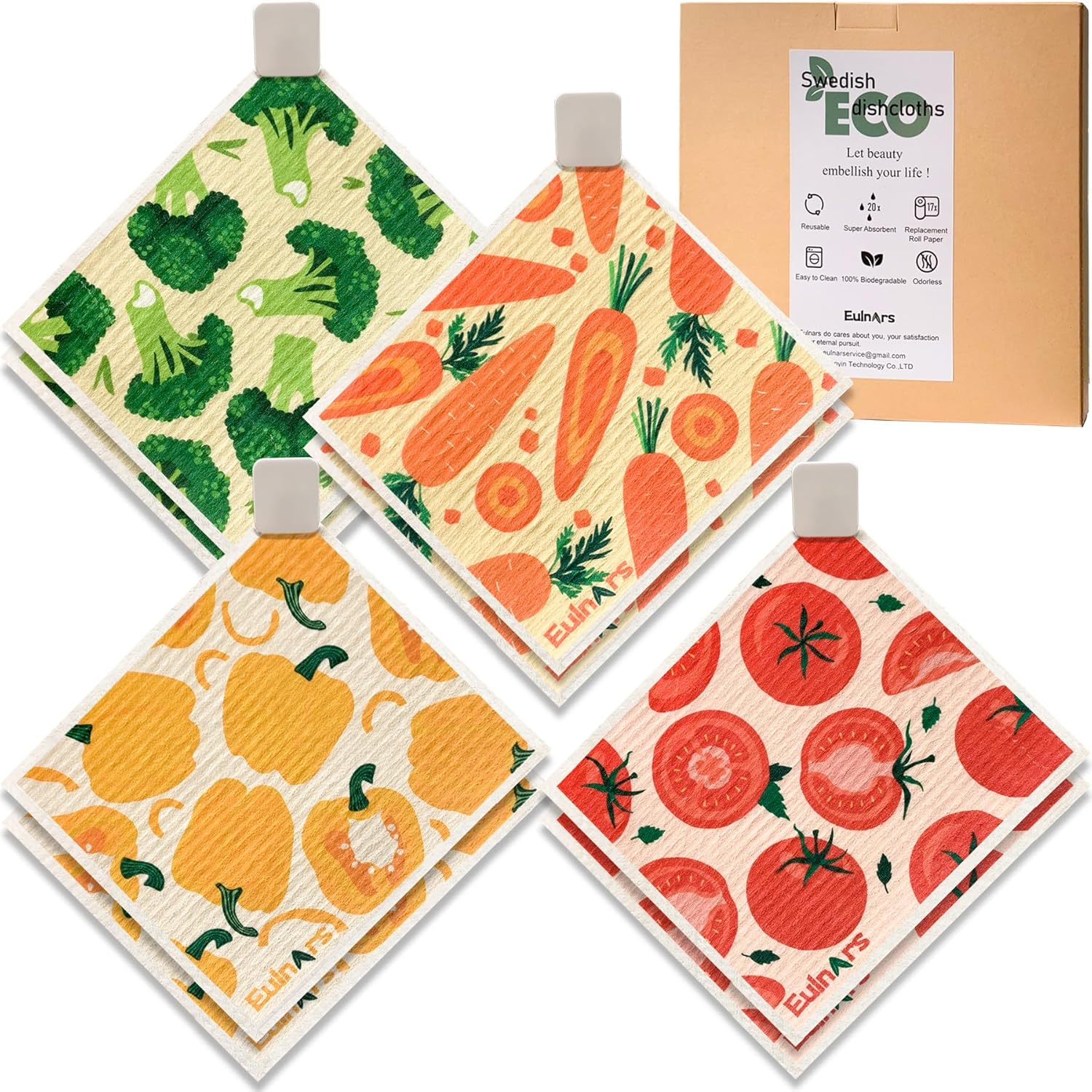 Reusable Paper Towels, Swedish Dishcloths for Kitchen 8-Pack, Non-Scratch Swedish Dish Towels