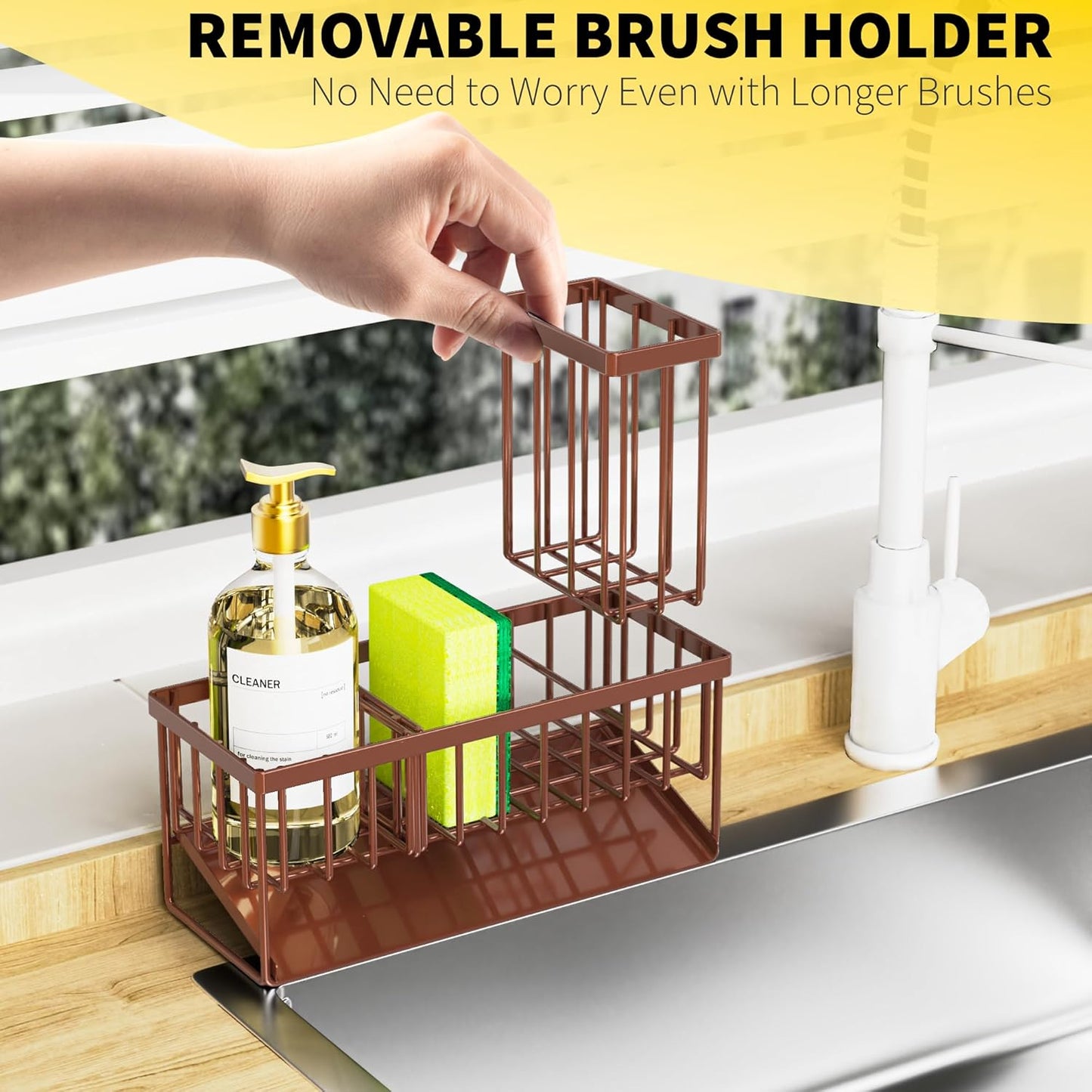 Cisily Kitchen Sink Caddy, Sponge Holder for Kitchen Sink, Kitchen Sink Organzier and Storage with