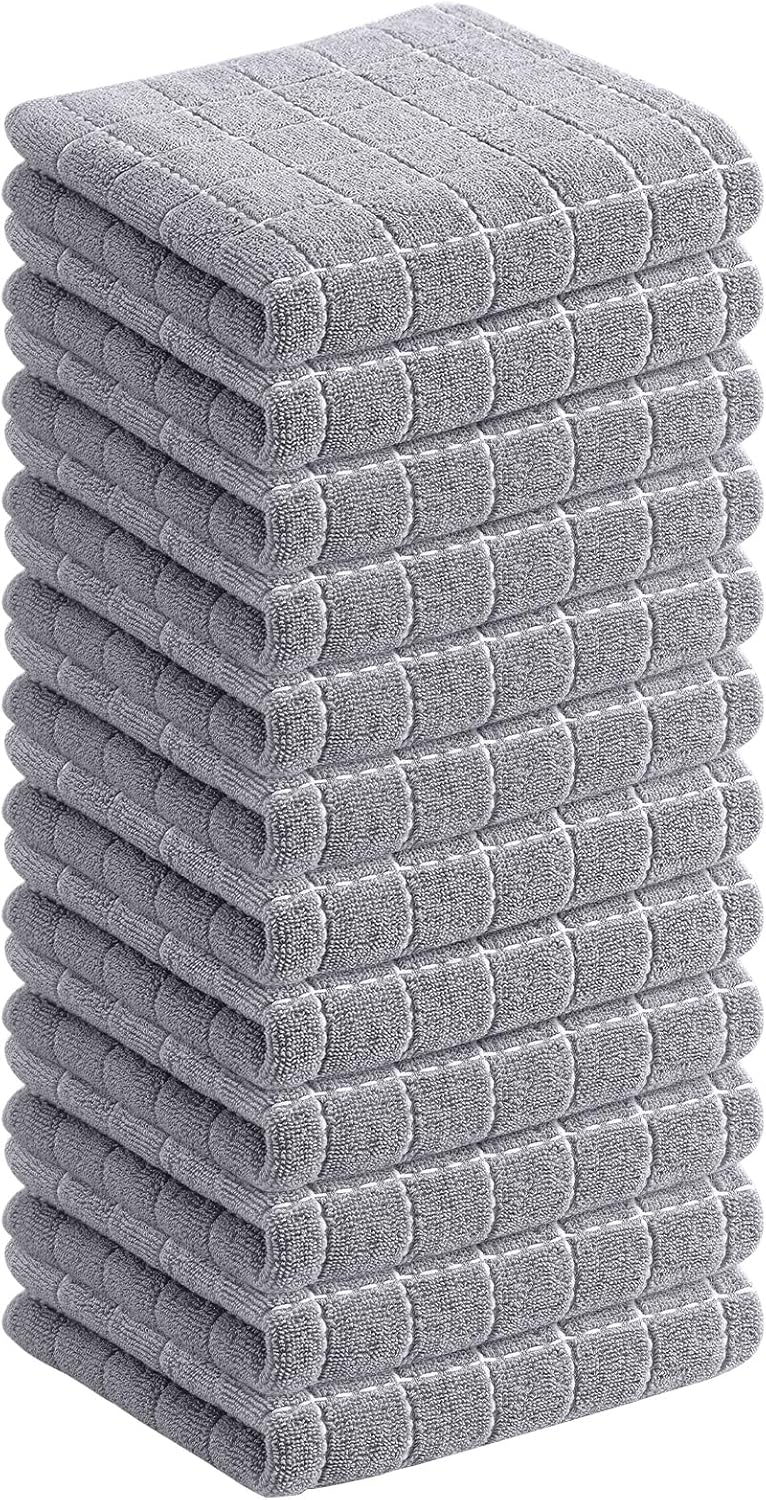 Homaxy 100% Cotton Terry Kitchen Dish Cloths, Ultra Soft and Absorbent Dish Towels for Kitchen