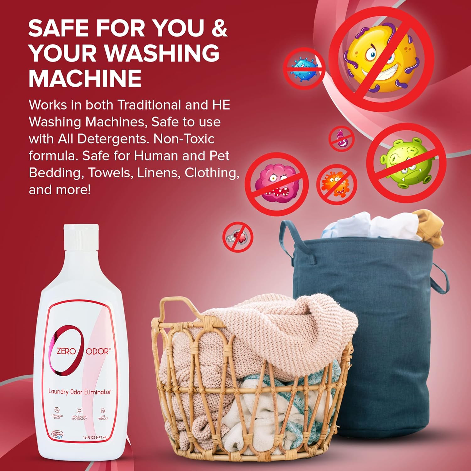 Zero Odor – Laundry Odor Eliminator - Permanently Eliminate laundry Odor – Patented Molecular