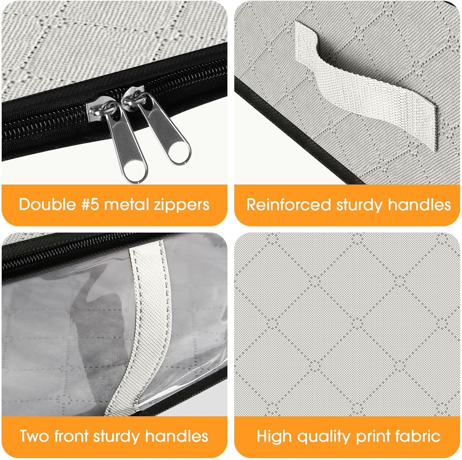 StorageRight Under Bed Storage Bins, 10-Pack 40L Foldable Fabric Storage Bags with Transparent