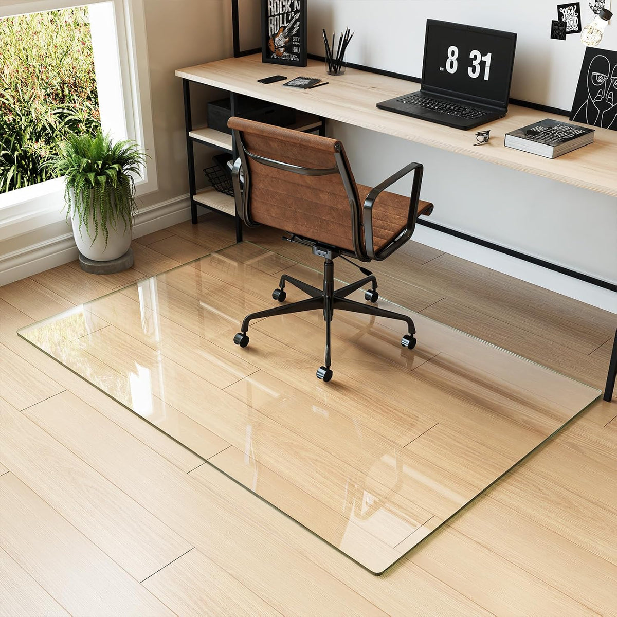 Koonmi Tempered Glass Chair Mat for Hardwood Floors & Carpets, 36" x 55“ Transparent Heavy Duty