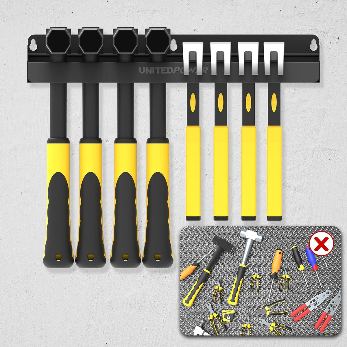 UNITEDPOWER Hammer Holder, Wall Mount Storage Rack Organizer for Workshop, Shed, Garage, Home, Fit