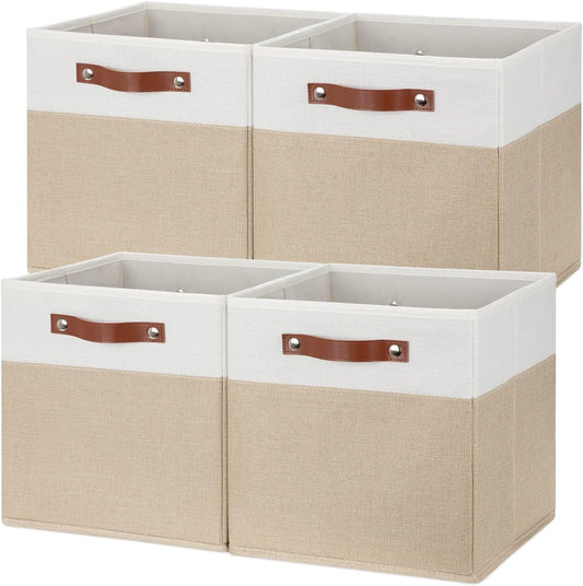 Temary Fabric Storage Cubes - 12 Inch Collapsible Bins (4Pack) - Empty Gift Baskets for Organizing