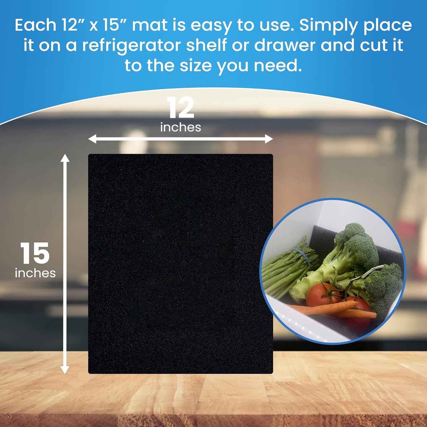 Bluapple FreshMats, Refrigerator Bin Liner, Fridge Drawer Mats, Crisper Life Extender Liner Keeps