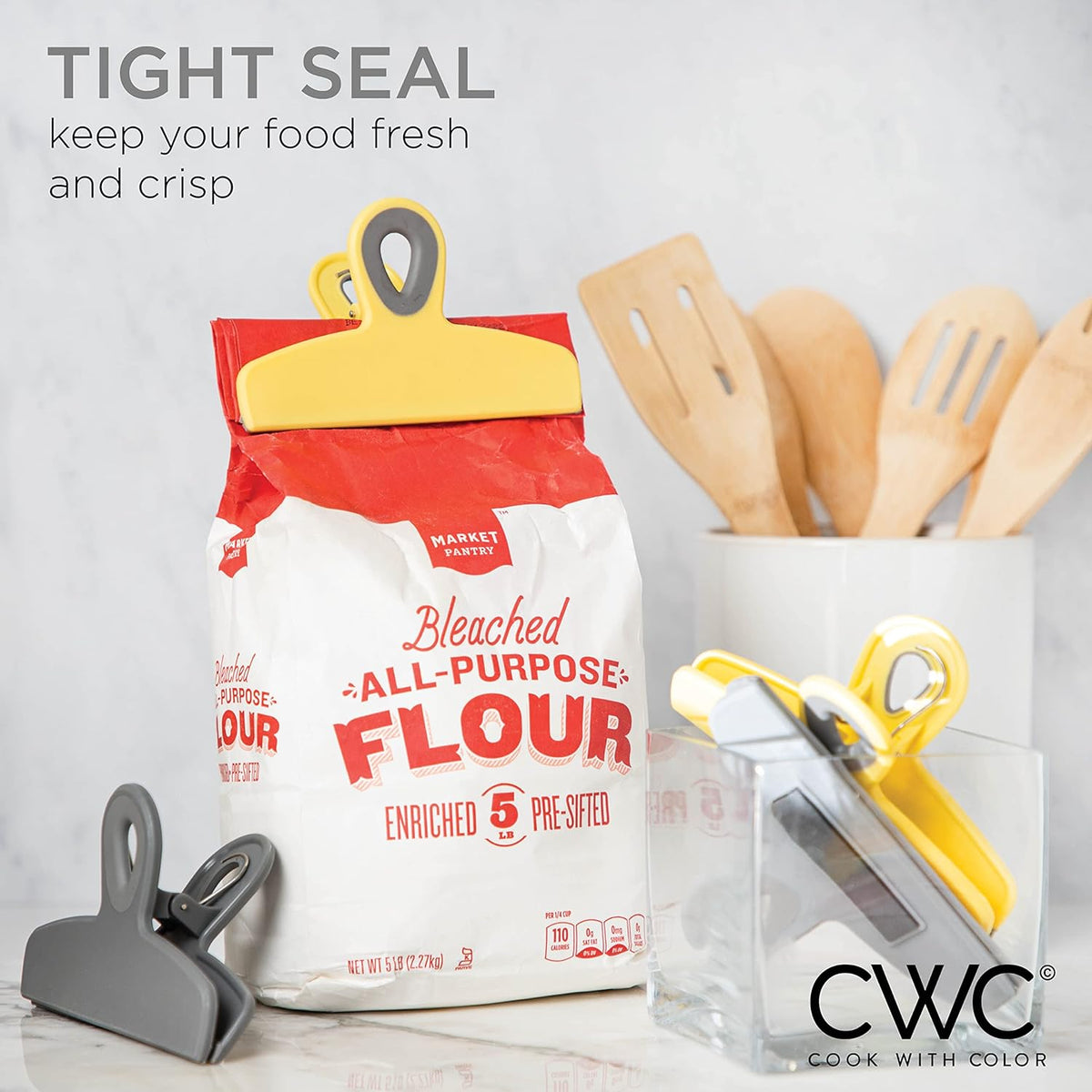 COOK WITH COLOR Bag Clips - Heavy Duty Chip Clip and Refrigerator Magnet Clips for Food Storage