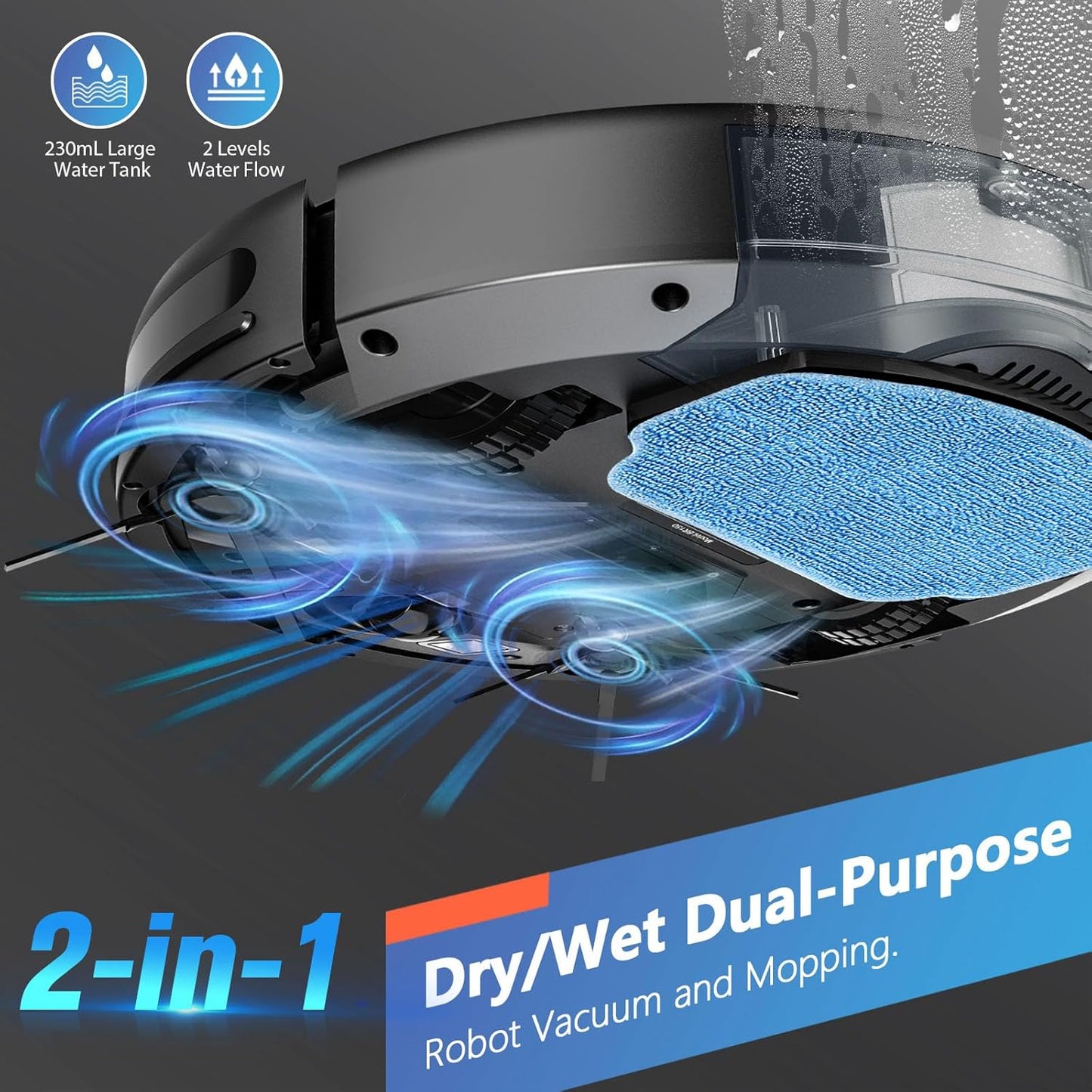Robot Vacuum and Mop Combo, 2 in 1 Robotic Vacuum Cleaner with Schedule, App/Alexa/Voice Control