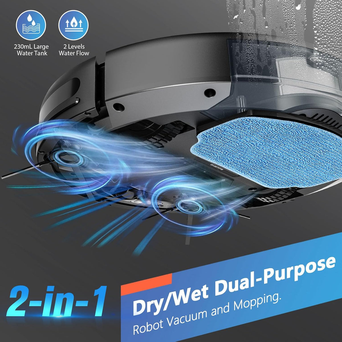 Robot Vacuum and Mop Combo, 2 in 1 Robotic Vacuum Cleaner with Schedule, App/Alexa/Voice Control