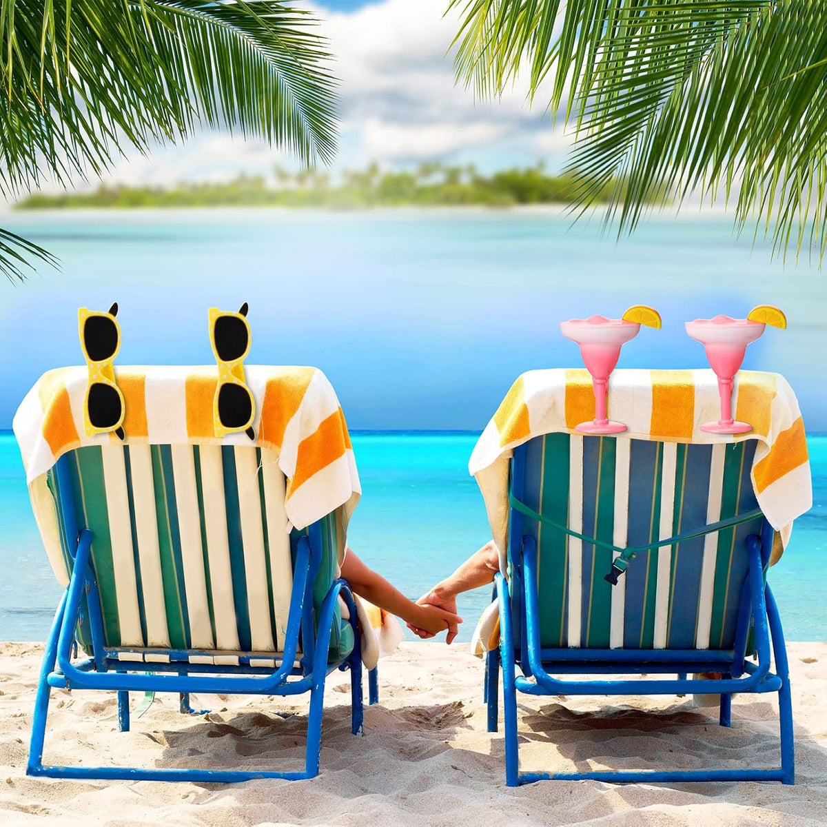 Honoson 12 Pcs Beach Towel Clips Beach Chairs Clips Plastic Swimming Pool Towel Holders Jumbo Size