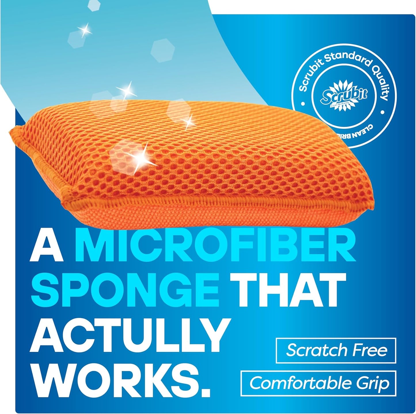 SCRUBIT Reusable Sponges for Dishes - 12 Pack Microfiber Sponges Kitchen Dish Scrubber, Machine