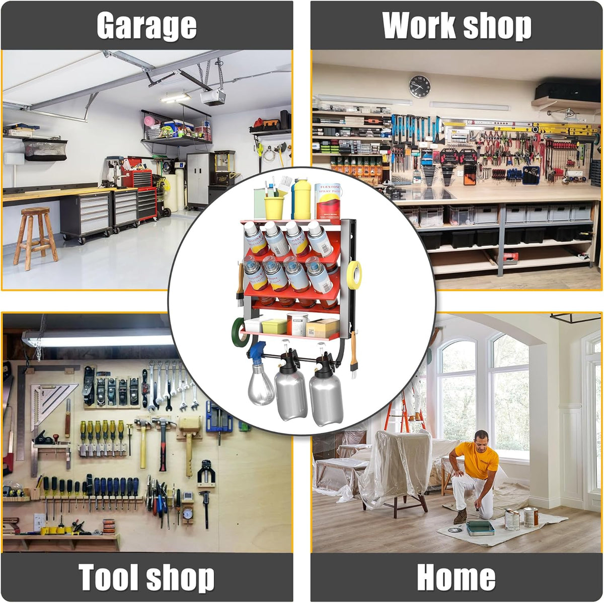 Ultrawall Spray Can Holder Rack, Heavy Duty Steel Wall Mounted Spray Bottle Holder, Garage Tool