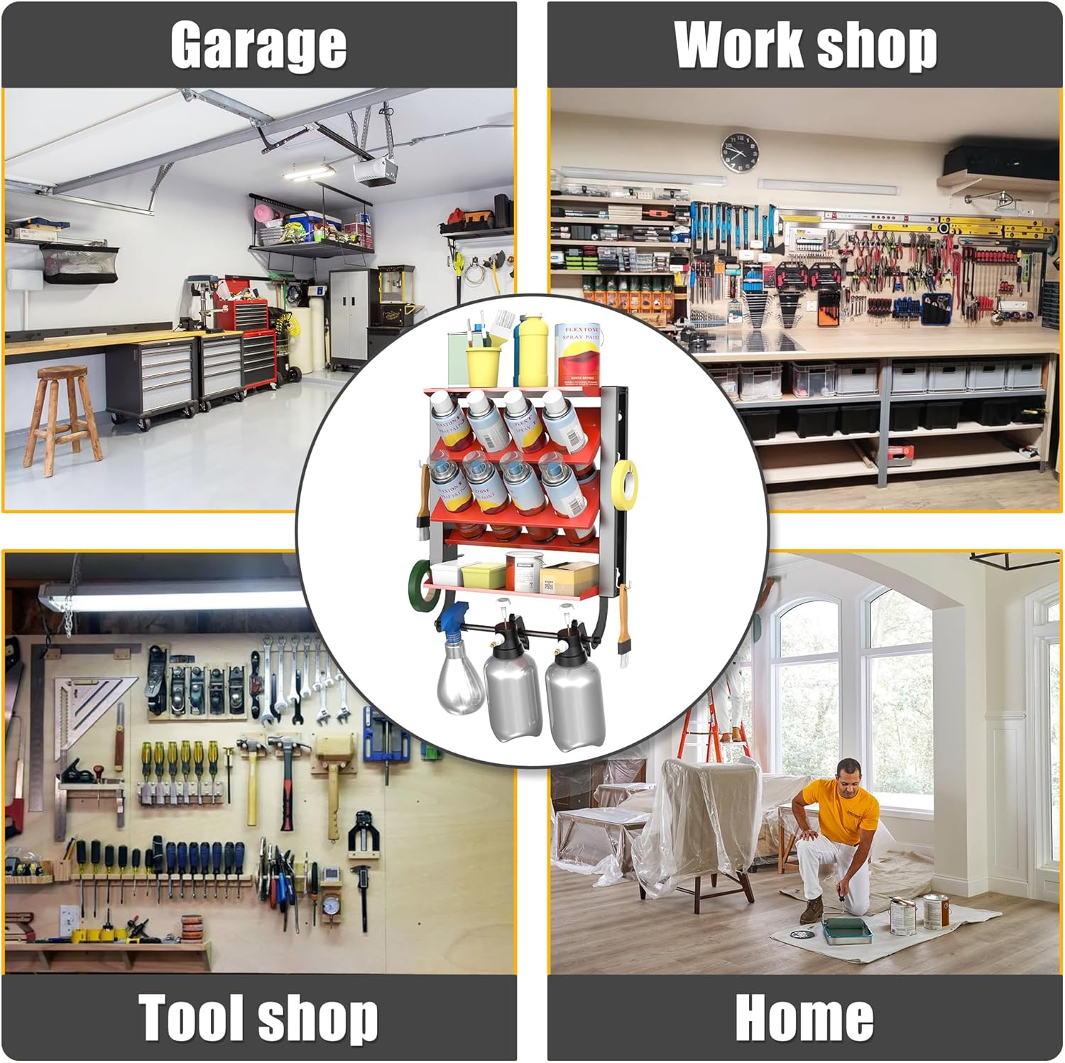 Ultrawall Spray Can Holder Rack, Heavy Duty Steel Wall Mounted Spray Bottle Holder, Garage Tool