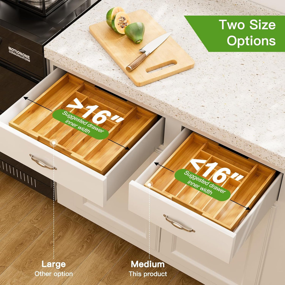 Pipishell Bamboo Expandable Drawer Organizer for Utensils Holder, Adjustable Cutlery Tray, Wood