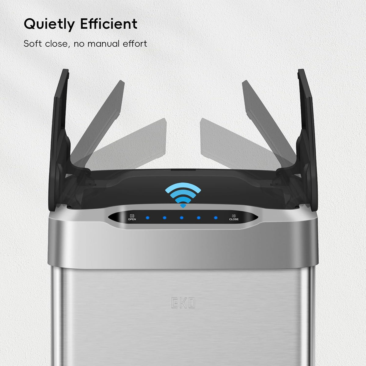 EKO Phantom-T 50 Liter / 13.2 Gallon Vertical Motion Sensor Trash Can, Brushed Stainless Steel