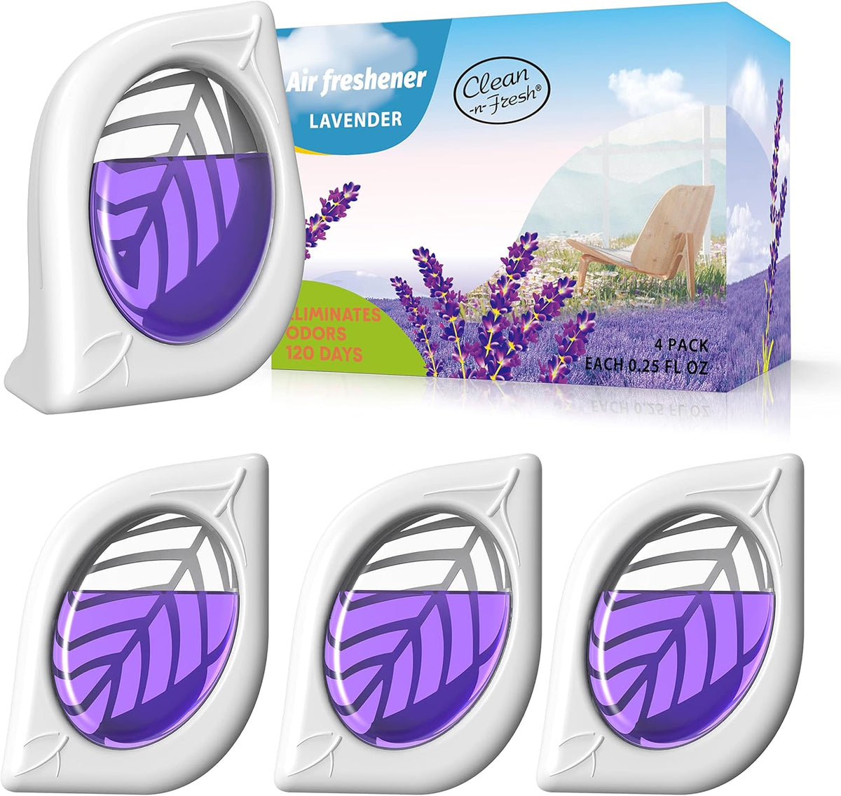 Air Freshener for Home, 4 Pack, Lavender, Odor Eliminator for Small Area Closets Bathroom Pets