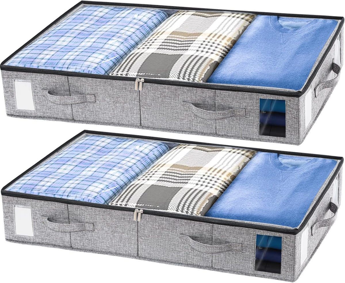 combocube 2 Pack Under Bed Storage Containers, Stackable Closet Organizers and Storage Bins with