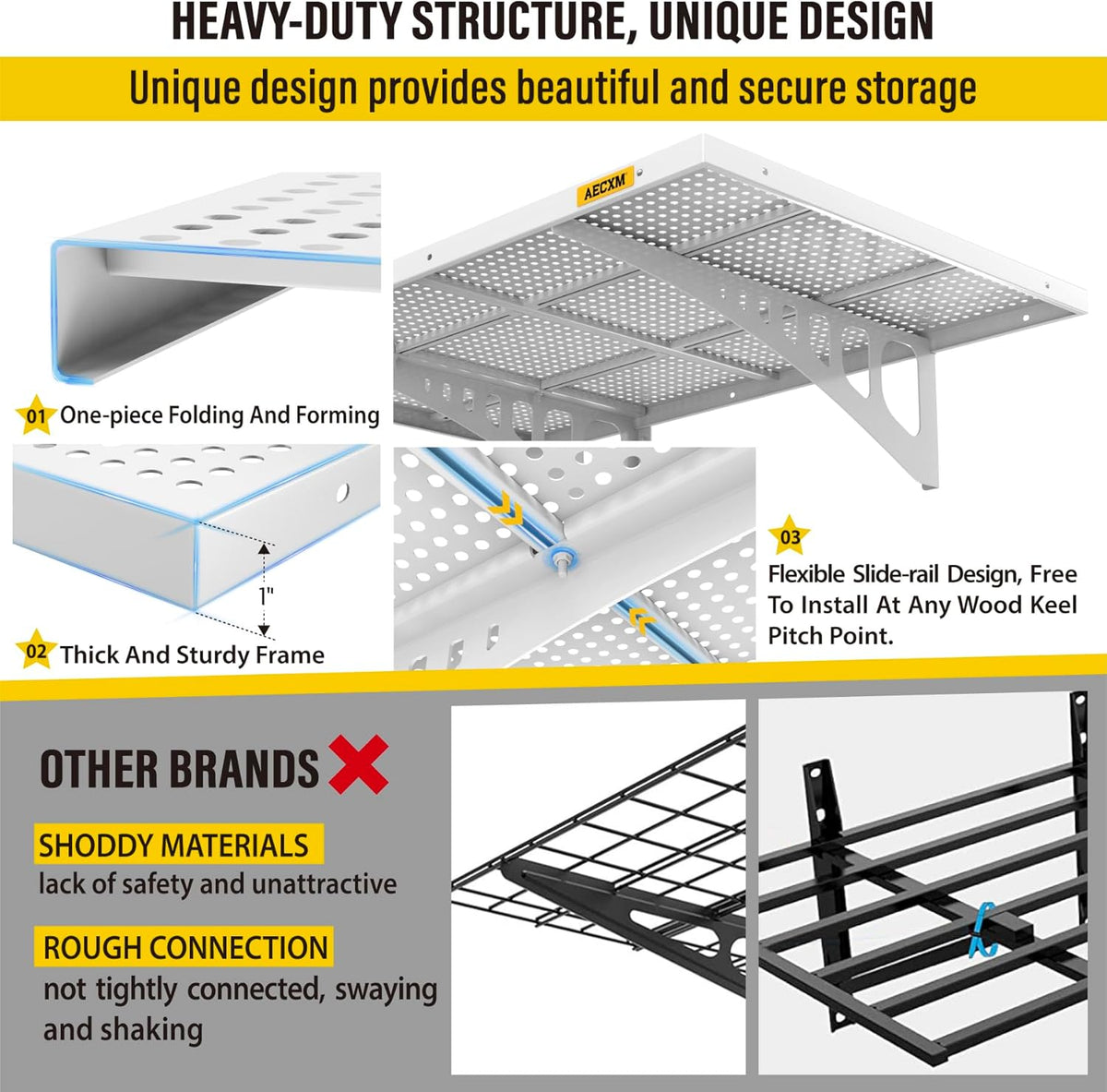 2-Pack 2x3ft Adjustable Garage Wall Shelving 560lbs Load Capacity Heavy Duty Wall Mounted Storage
