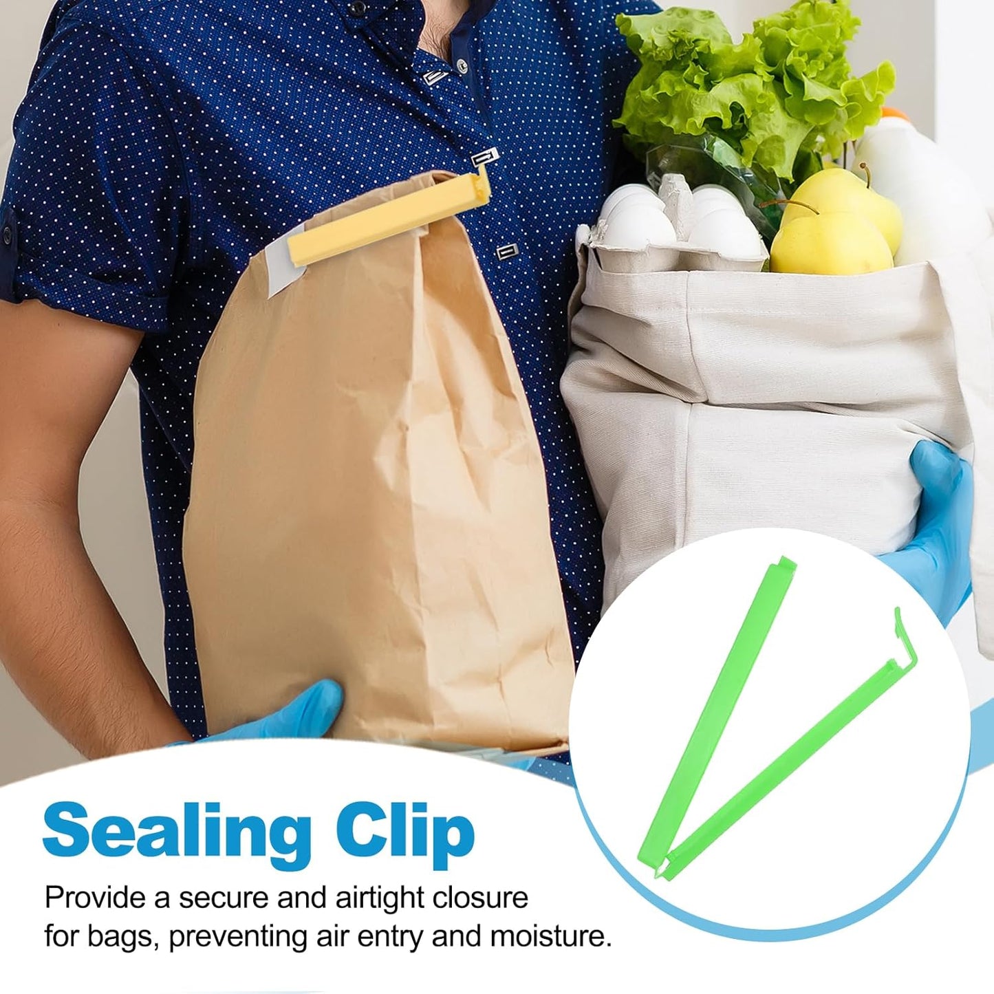 PATIKIL Sealing Clips 4.3 Inch, 10 Pack Reusable Plastic Bag Clip Clamp Sealer for Food Storage