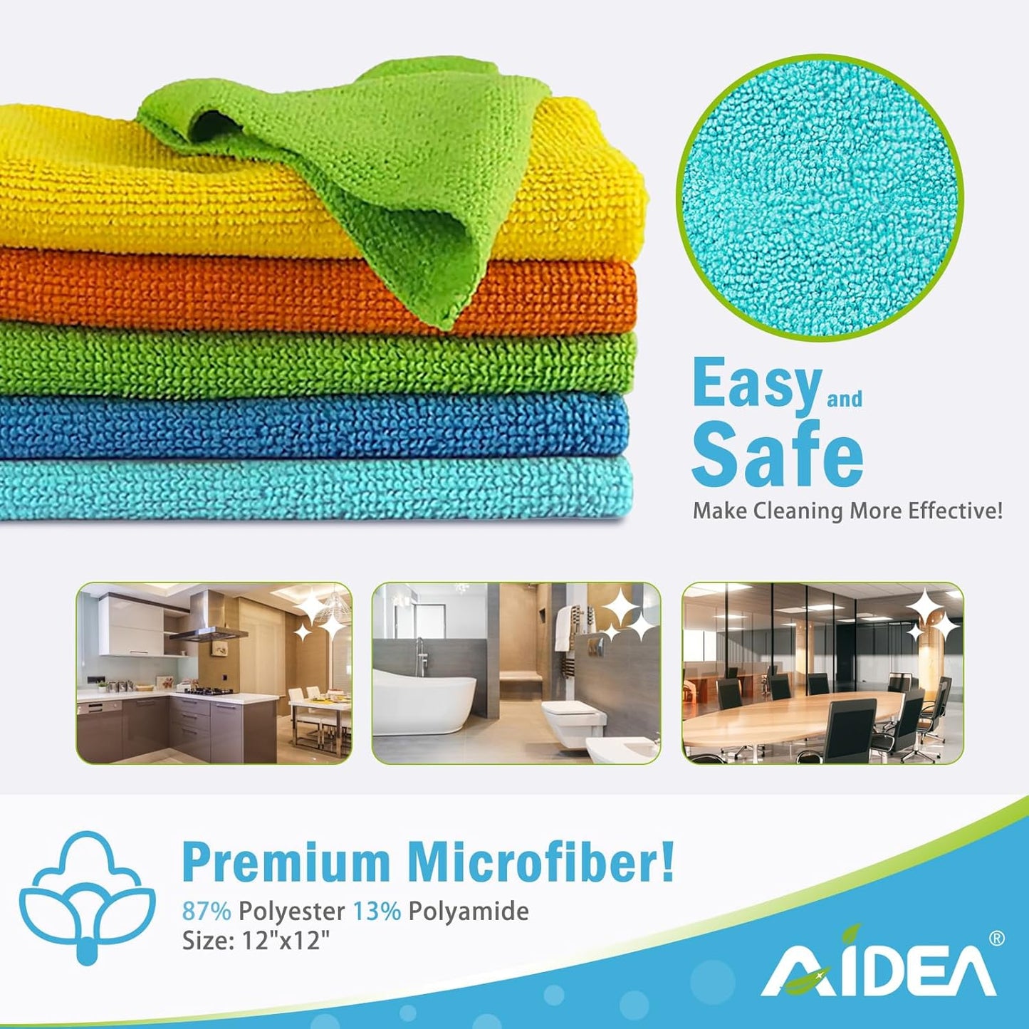 AIDEA Microfiber Cleaning Cloth 100PK, Soft Absorbent Rags, Microfiber Towels for Cars, Kitchen