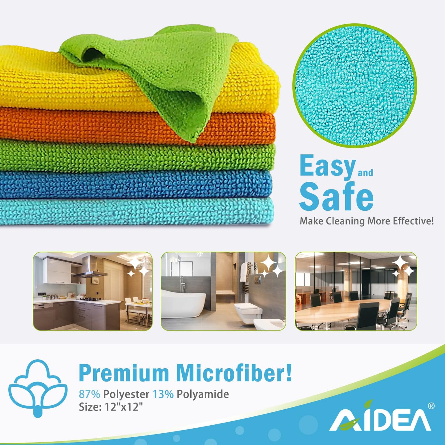 AIDEA Microfiber Cleaning Cloth, 20PK, Soft Absorbent Rags, Microfiber Towels for Cars, Kitchen