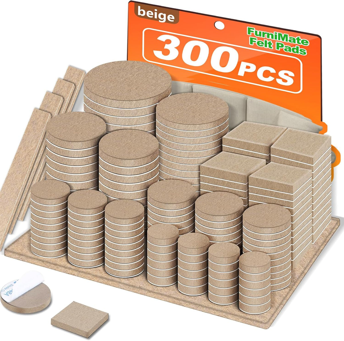 Felt Furniture Pads 300 Pieces, Furniture Pads for Hardwood Floors, Floor Protectors for Furniture