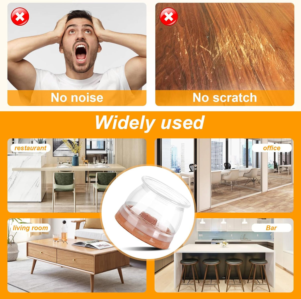 CHUNZEXI 24 Pack Chair Leg Floor Protectors for Hardwood Floors, Silicone Felt Covers Pads Caps