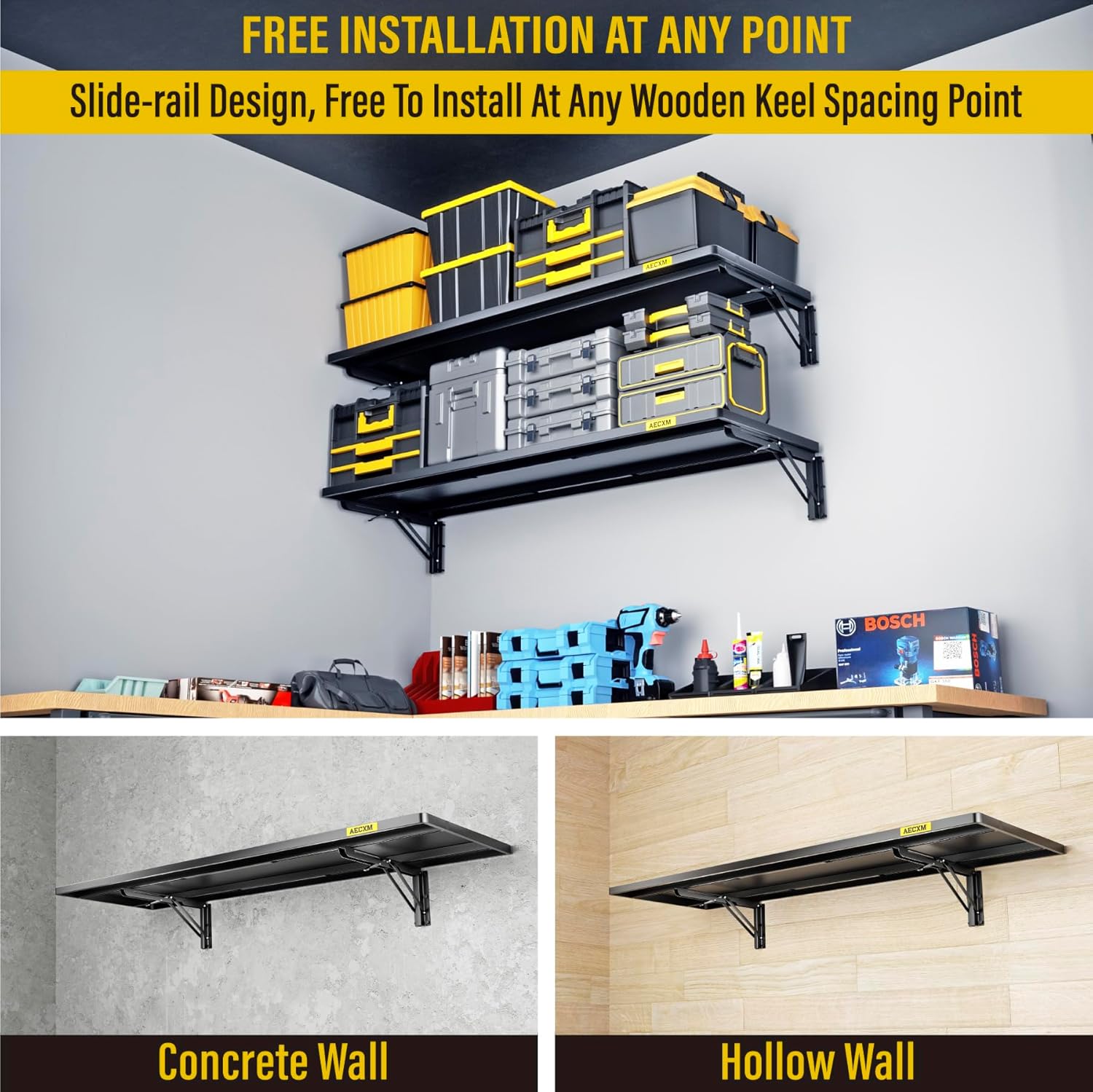 1.2x3ft Adjustable Rail Type Folding Storage Rack Shelf, Suitable for Garage, Storage Room