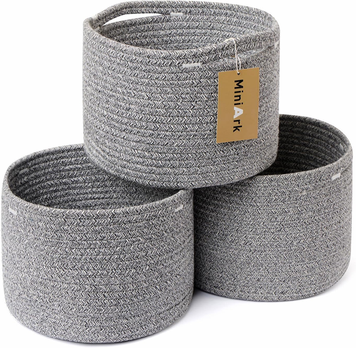 Small Basket for Organizing | Cube Shelf Closet Storage Baskets | 9.7×9.7×7.1” | Woven Rope Gift