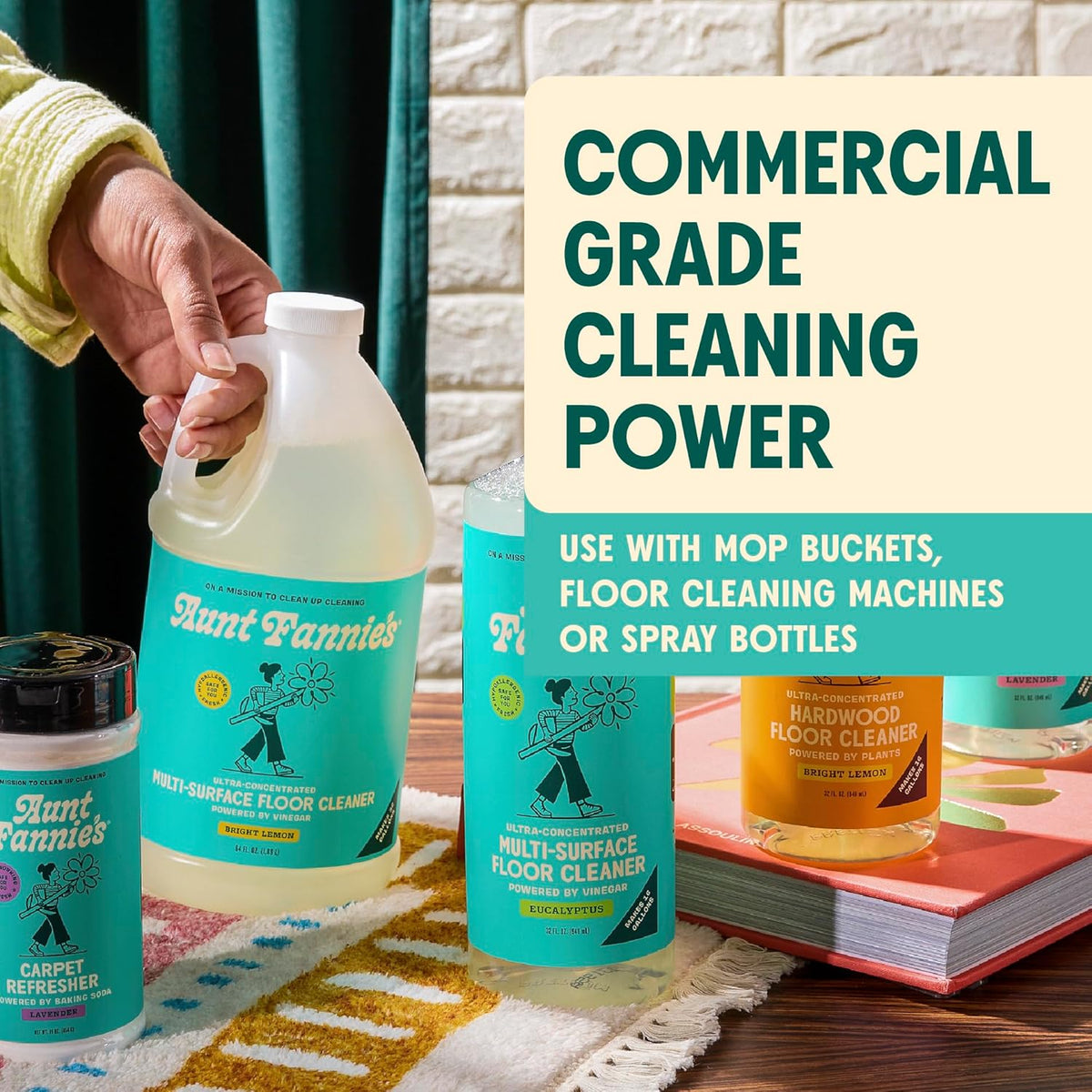 Aunt Fannie's Ultra Concentrated Floor Cleaner Vinegar Wash, Multi-Surface Solution For Mopping