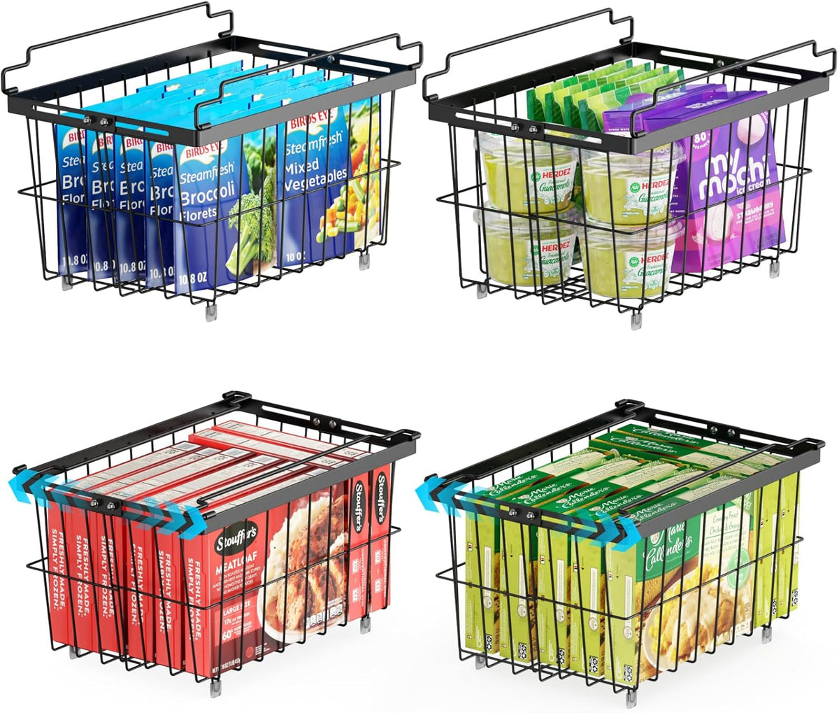iSPECLE Freezer Organizer Bins - 4 Pack Adjustable & Extra Large Chest Freezer Organizer Bins for 5