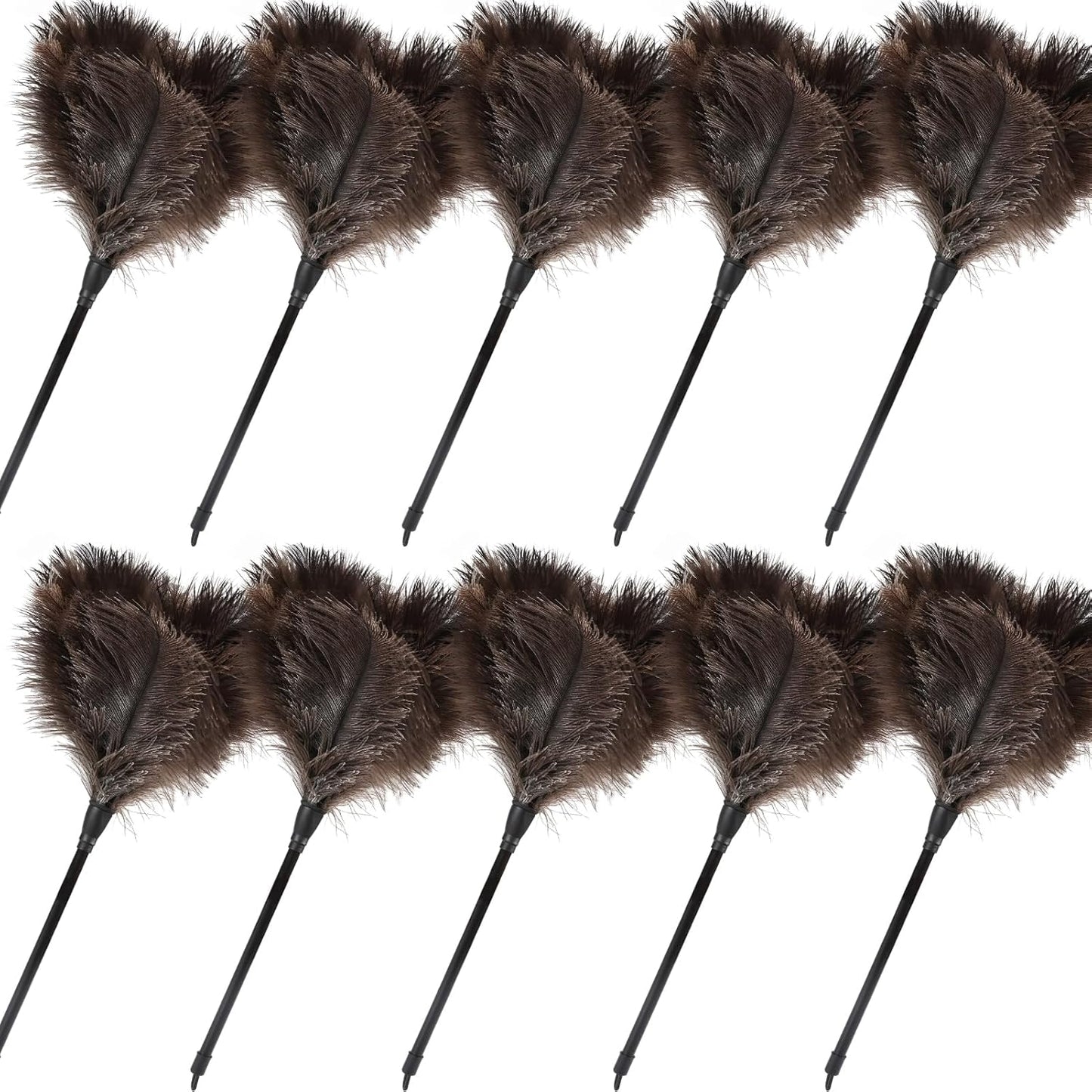 Ostrich Feather Duster-14.9 Inch Mini Natural Feathers Dusters with Plastic Handle Reusable